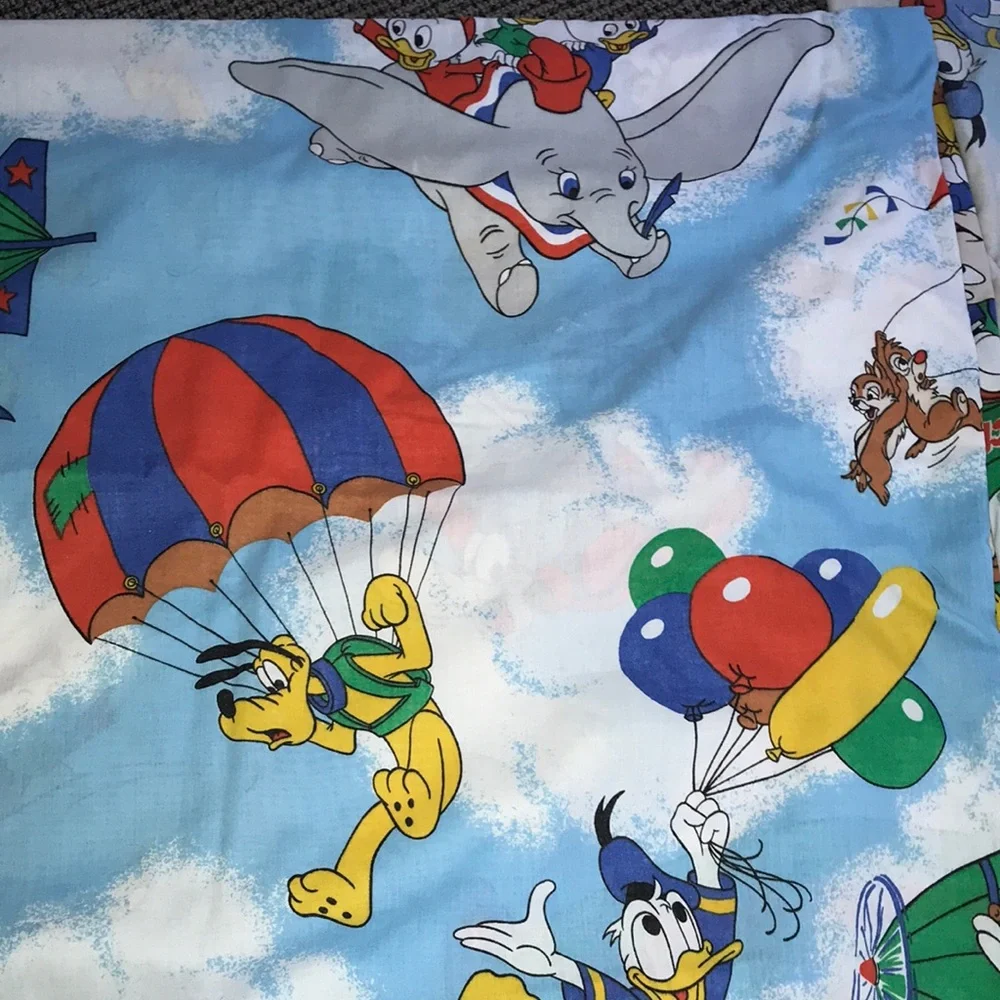 Vintage Disney Mickey Mouse & Friends Air Mobile Twin Bedding Set Blue Pacific